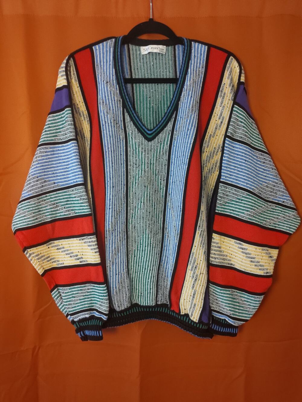 St Croix Mens Polo XXL Knit Cotton Multicolor Vertical Stripe Sweater